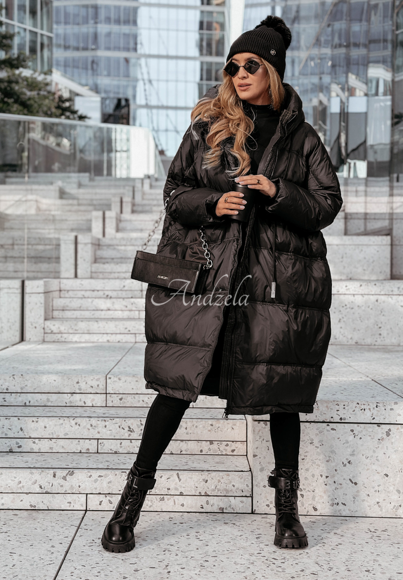 Long down jacket with hood Coldest Of Times black