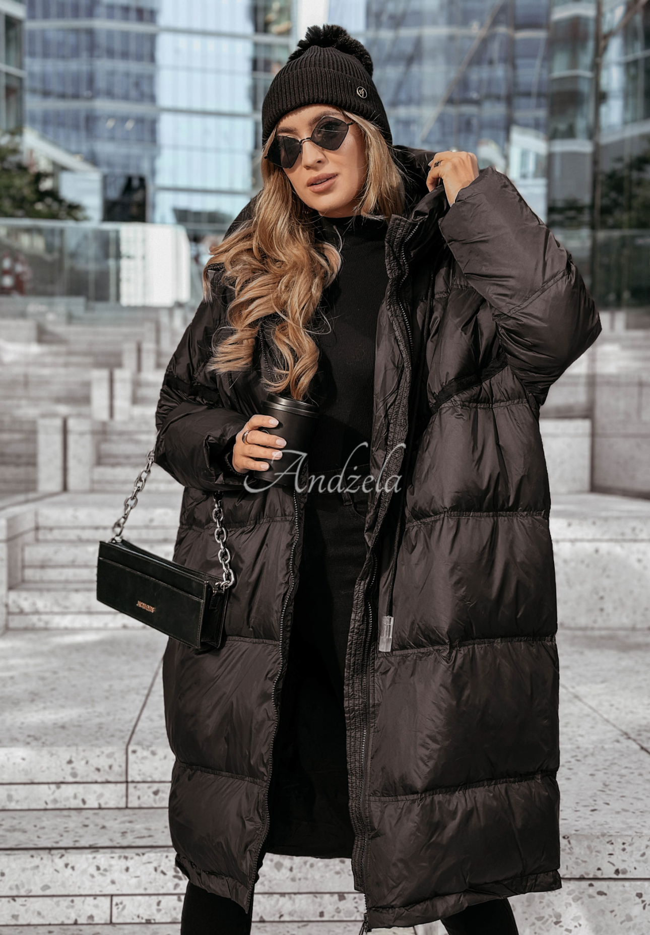 Long down jacket with hood Coldest Of Times black