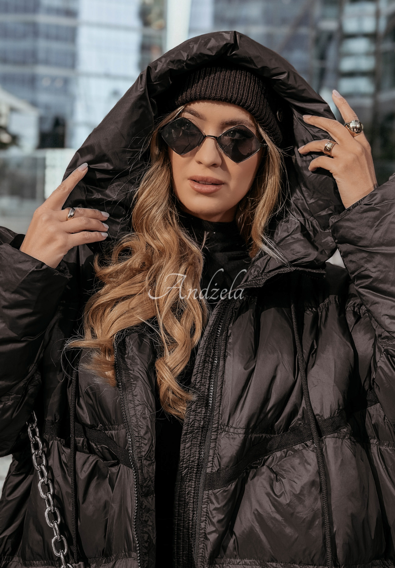 Long down jacket with hood Coldest Of Times black