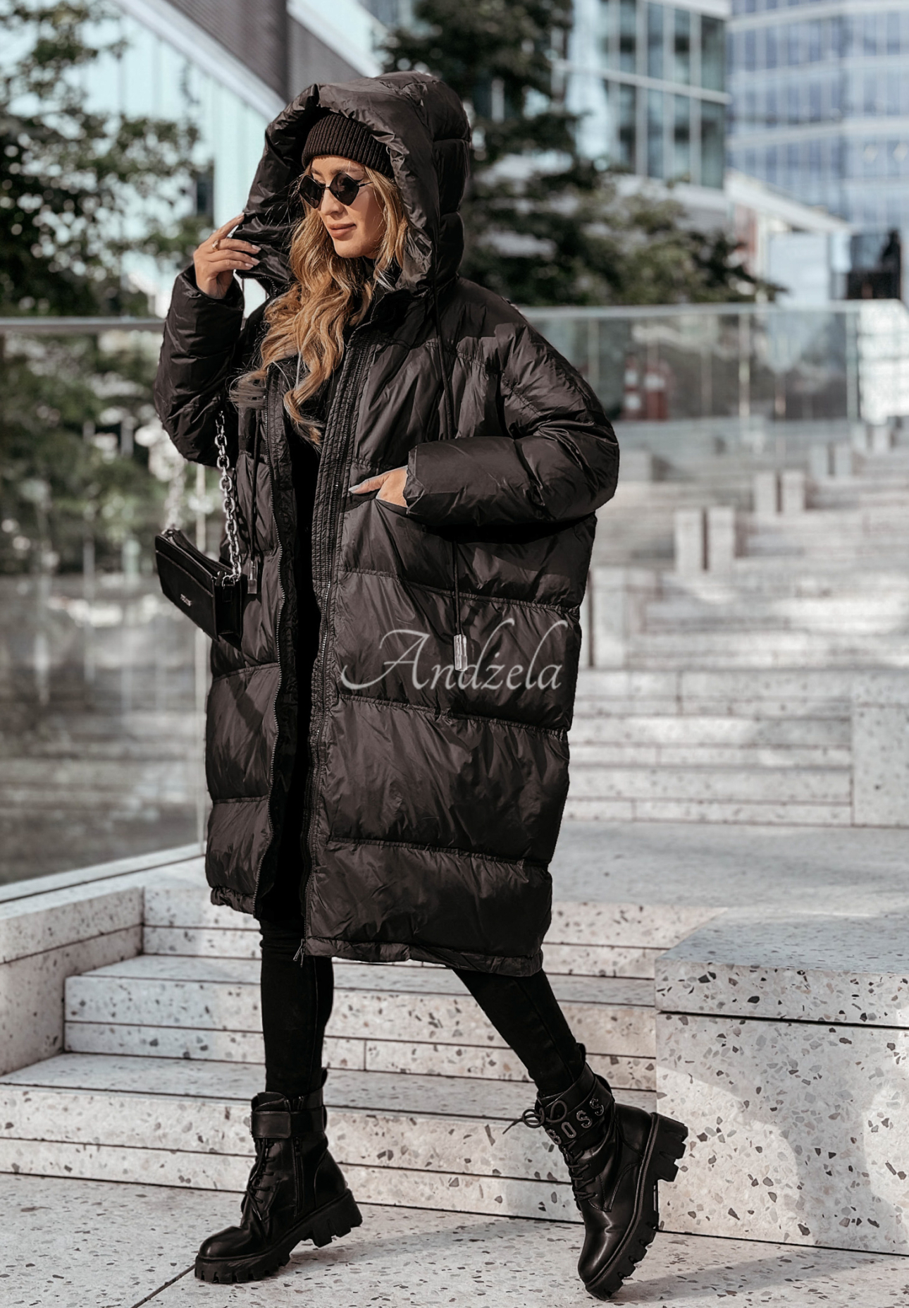 Long down jacket with hood Coldest Of Times black