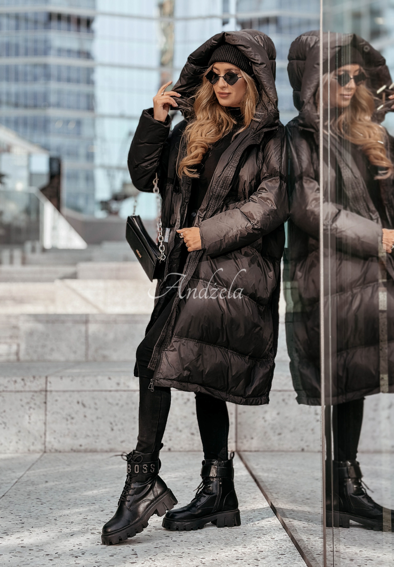 Long down jacket with hood Coldest Of Times black