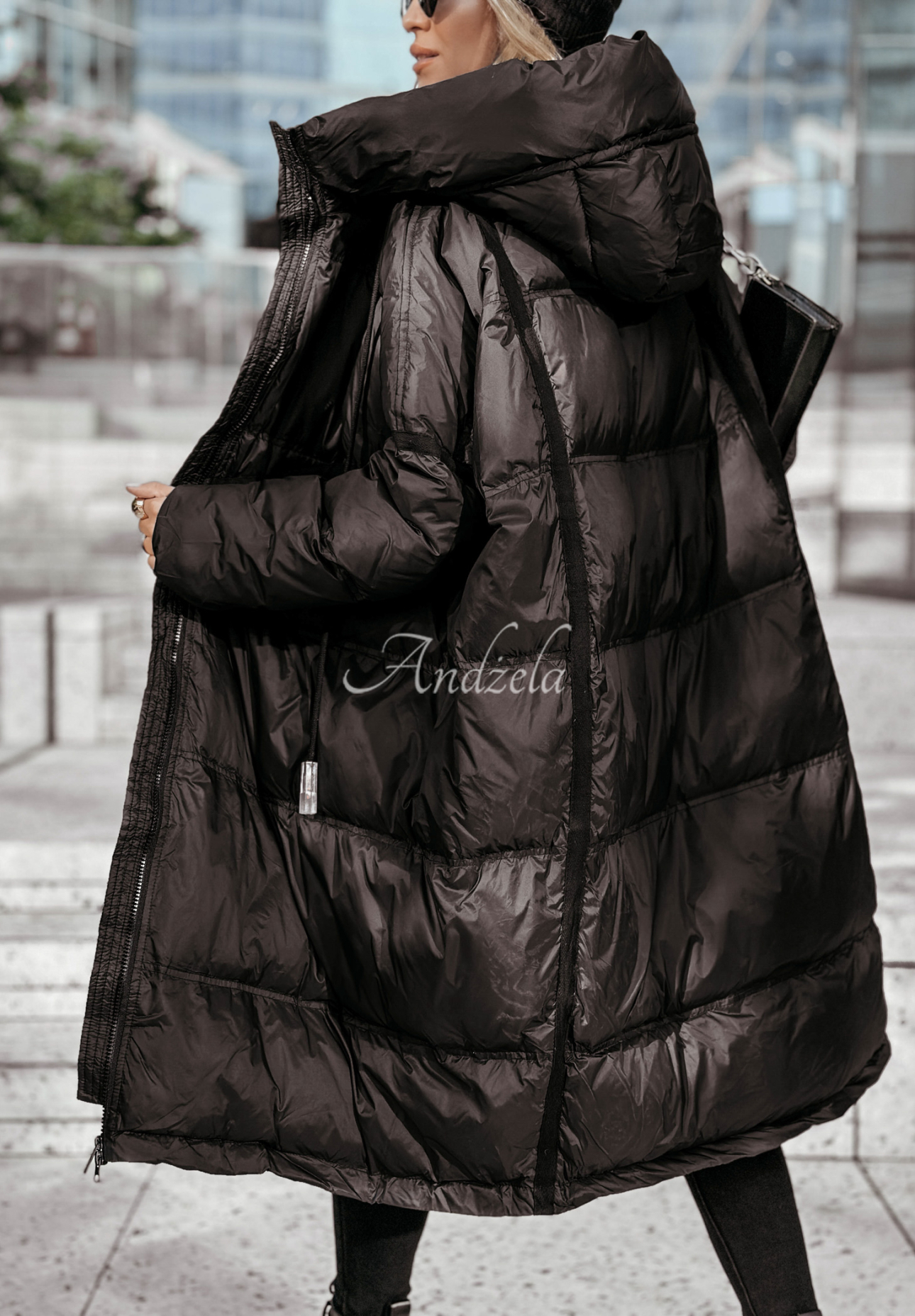 Long down jacket with hood Coldest Of Times black