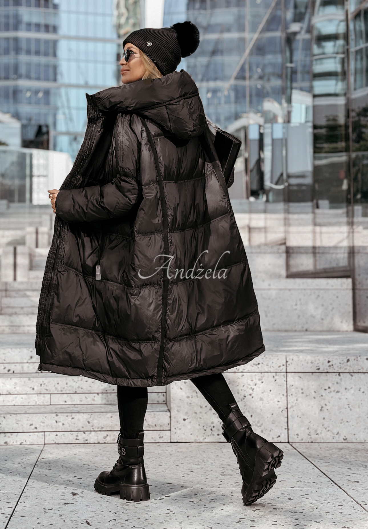 Long down jacket with hood Coldest Of Times black