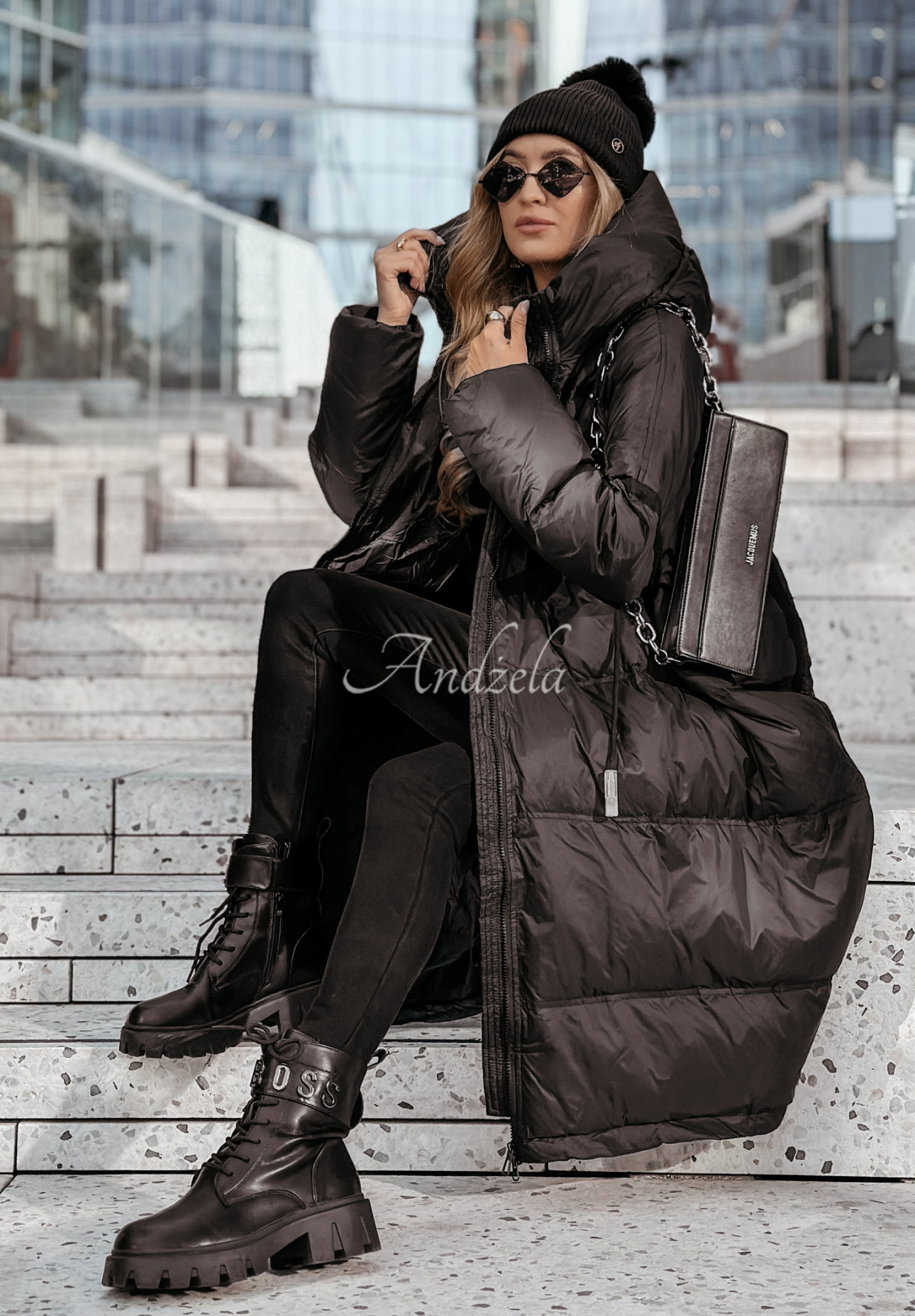 Long down jacket with hood Coldest Of Times black