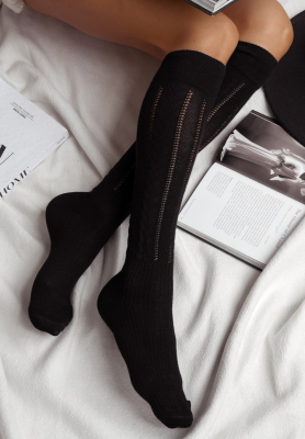 Openwork knee socks Laugh Often black