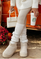 Dzianinowe ocieplacze na nogi Crisp Winter in ecru