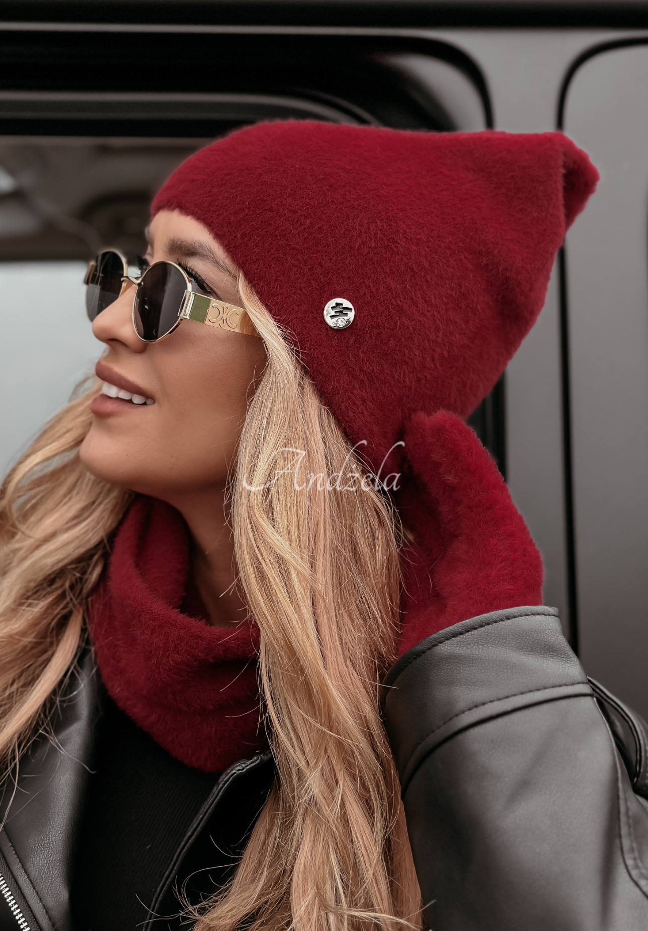 Komin alpaca Doria burgundowy