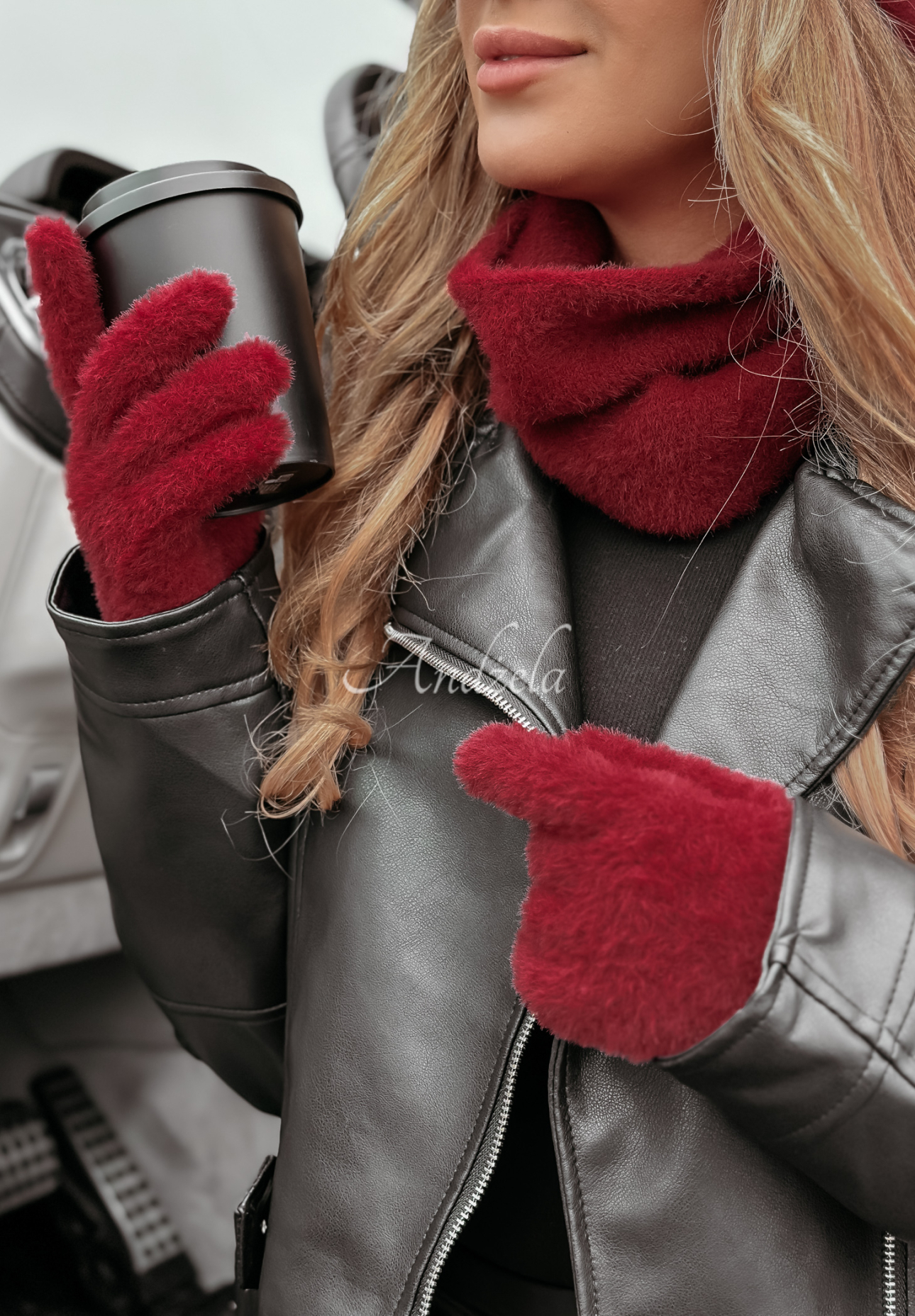 Komin alpaca Doria burgundowy