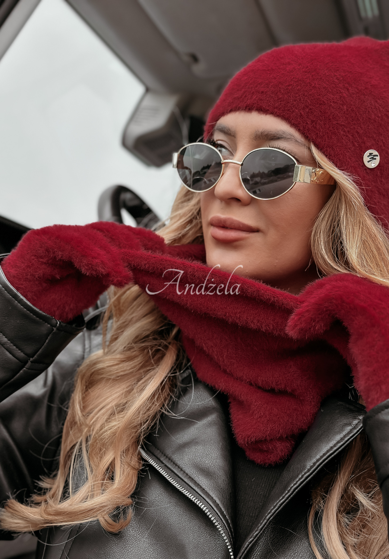 Komin alpaca Doria burgundowy