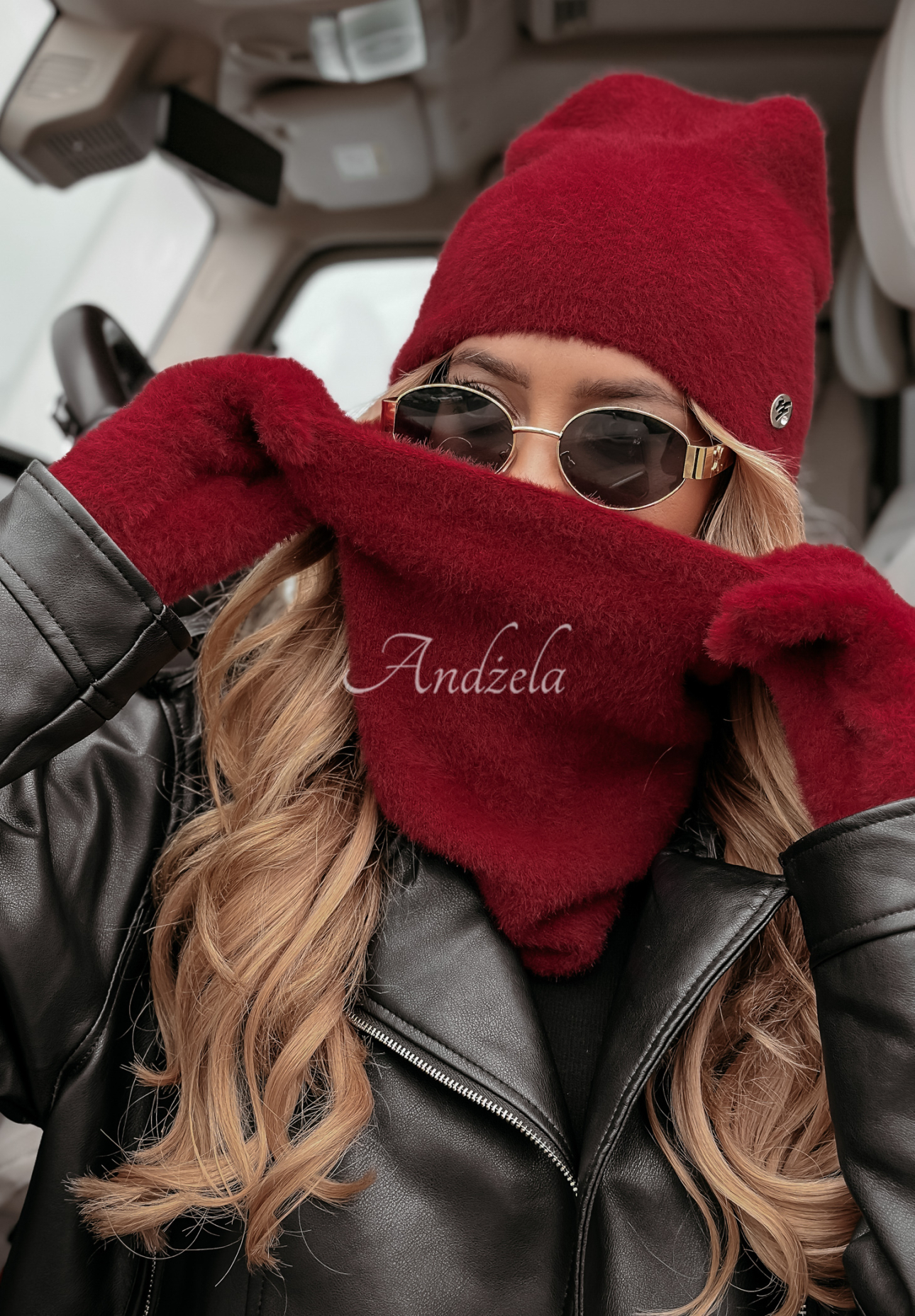 Komin alpaca Doria burgundowy