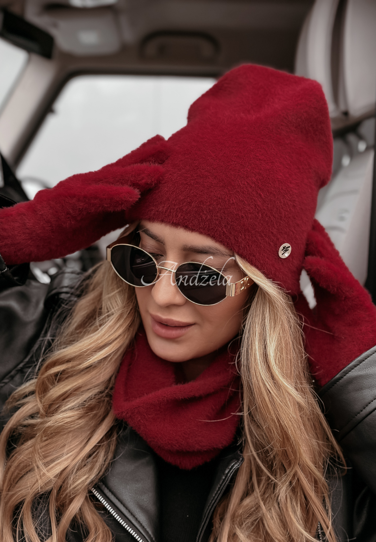 Komin alpaca Doria burgundowy