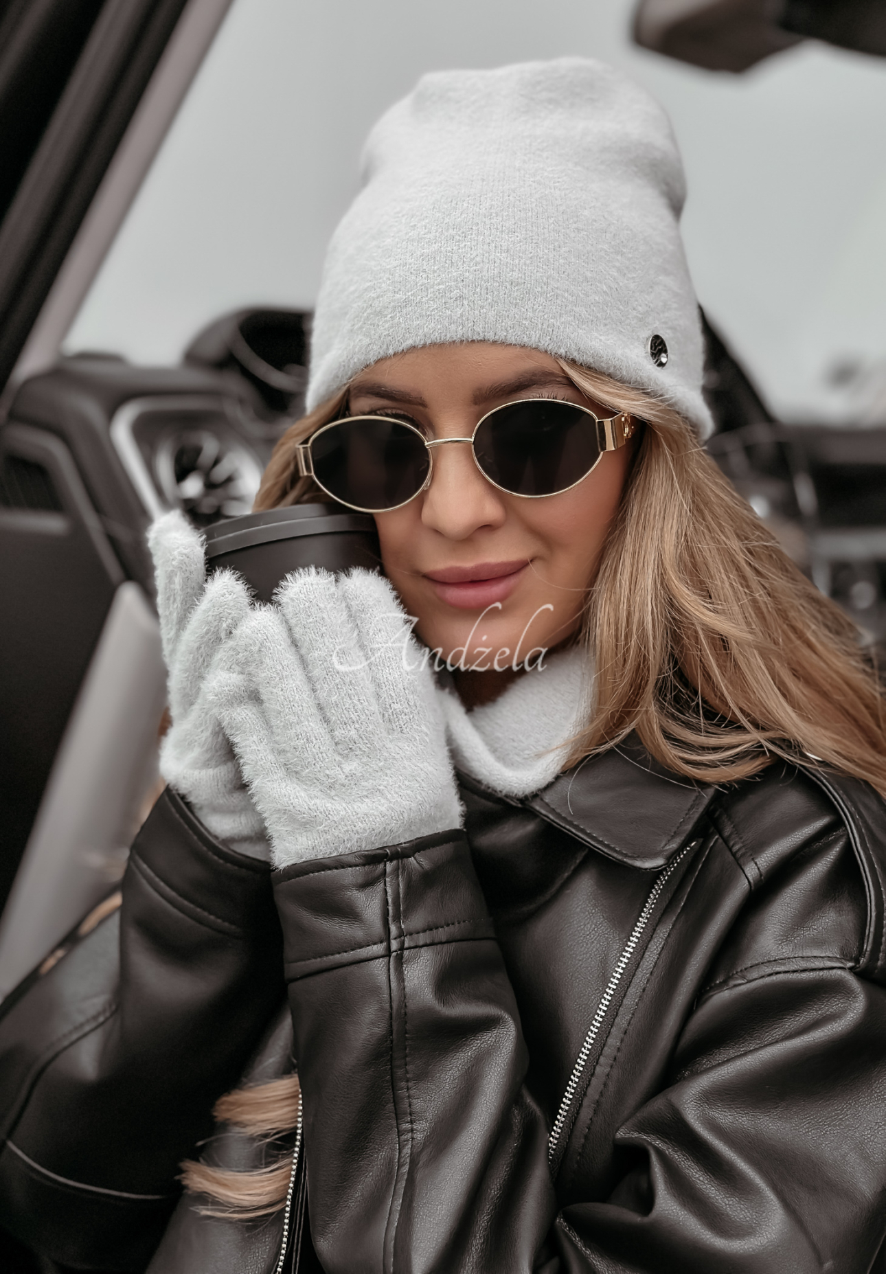 Doria alpaca gloves grey