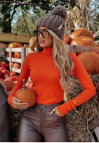 Dopasowany Jumper z golfem Solange in orange