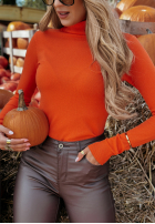 Dopasowany Jumper z golfem Solange in orange