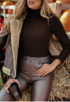 Dopasowany Jumper z golfem Solange in chocolate