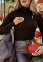 Dopasowany Jumper z golfem Solange in chocolate