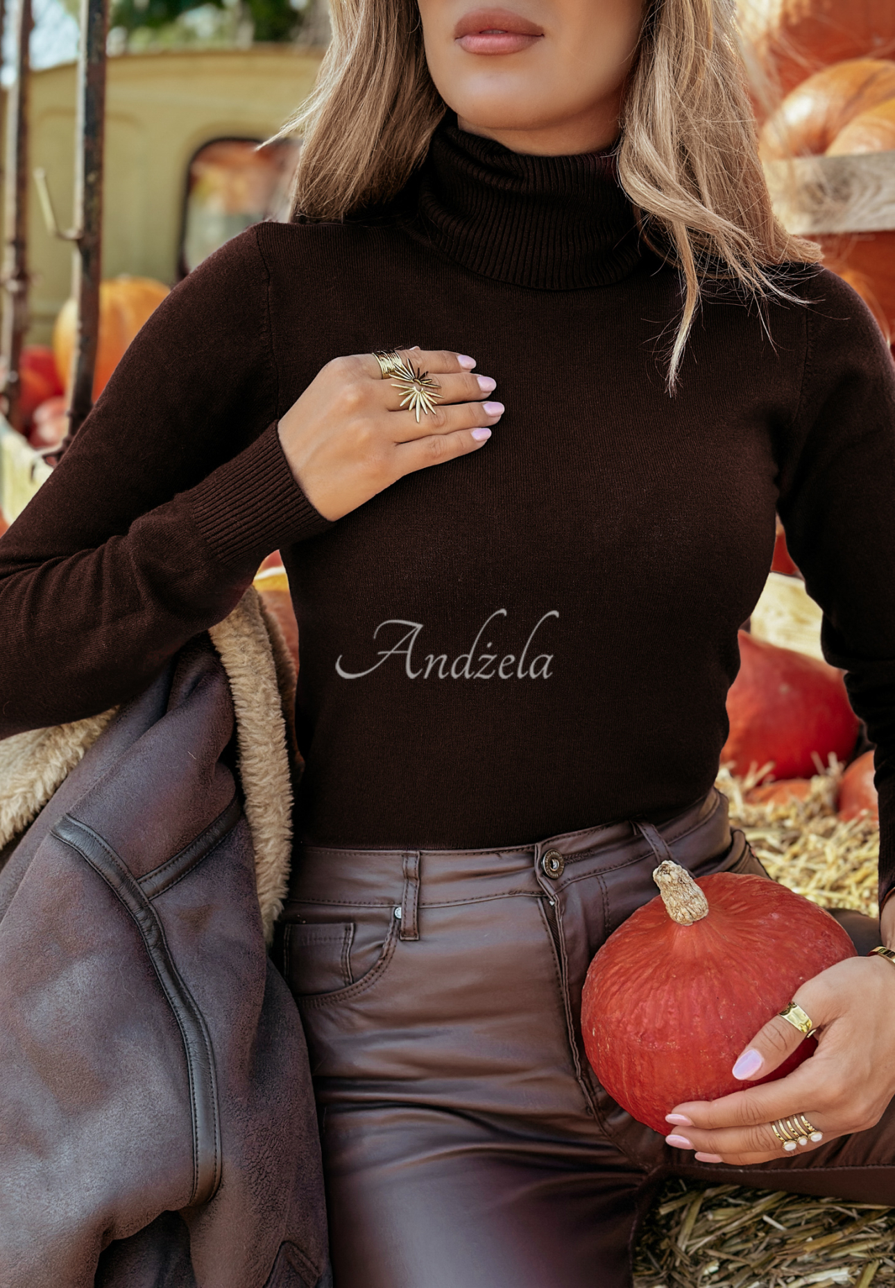 Fitted turtleneck sweater Solange chocolate