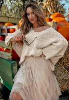 Tiulowa Skirt z falbankami Millana in camel