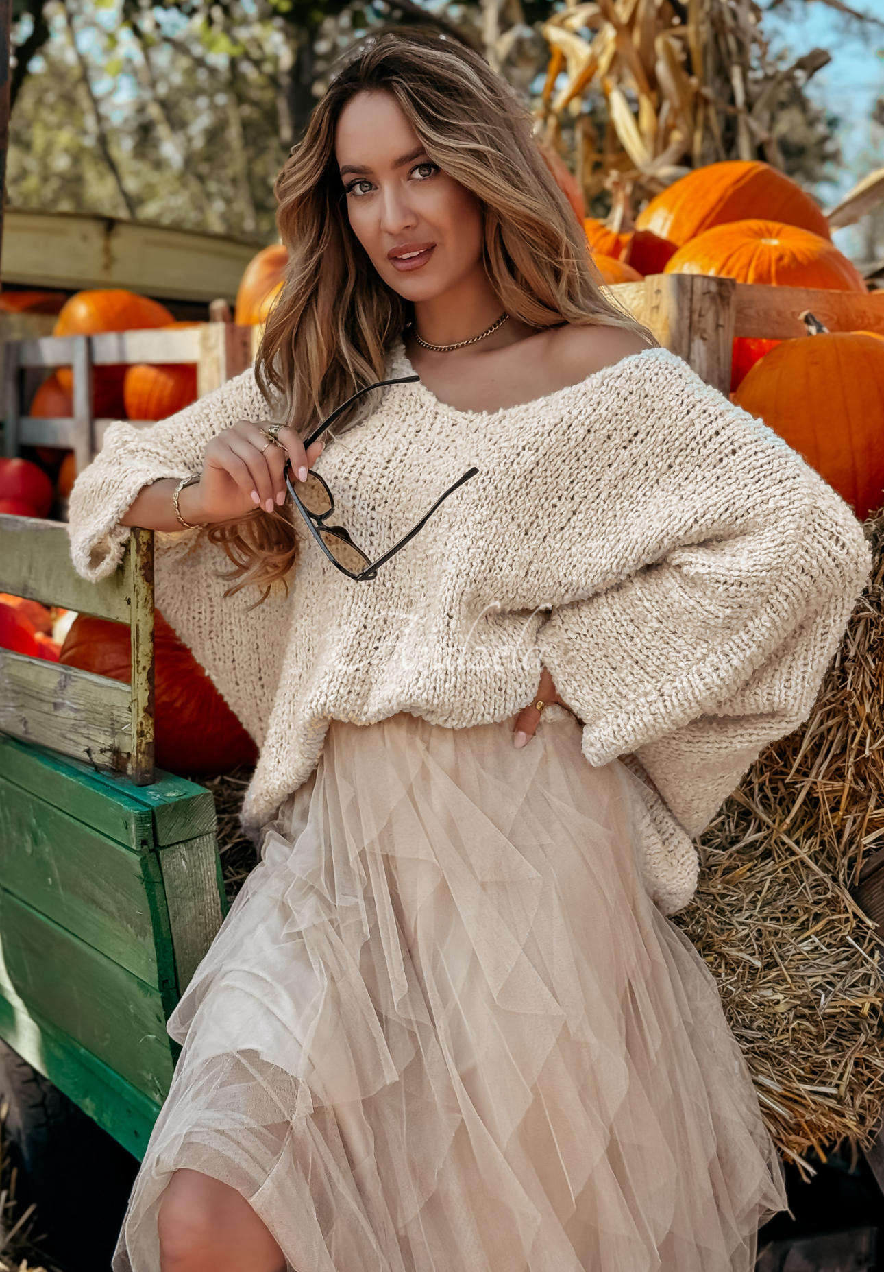 Tulle skirt with frills Millana beige