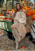 Tiulowa Skirt z falbankami Millana in camel