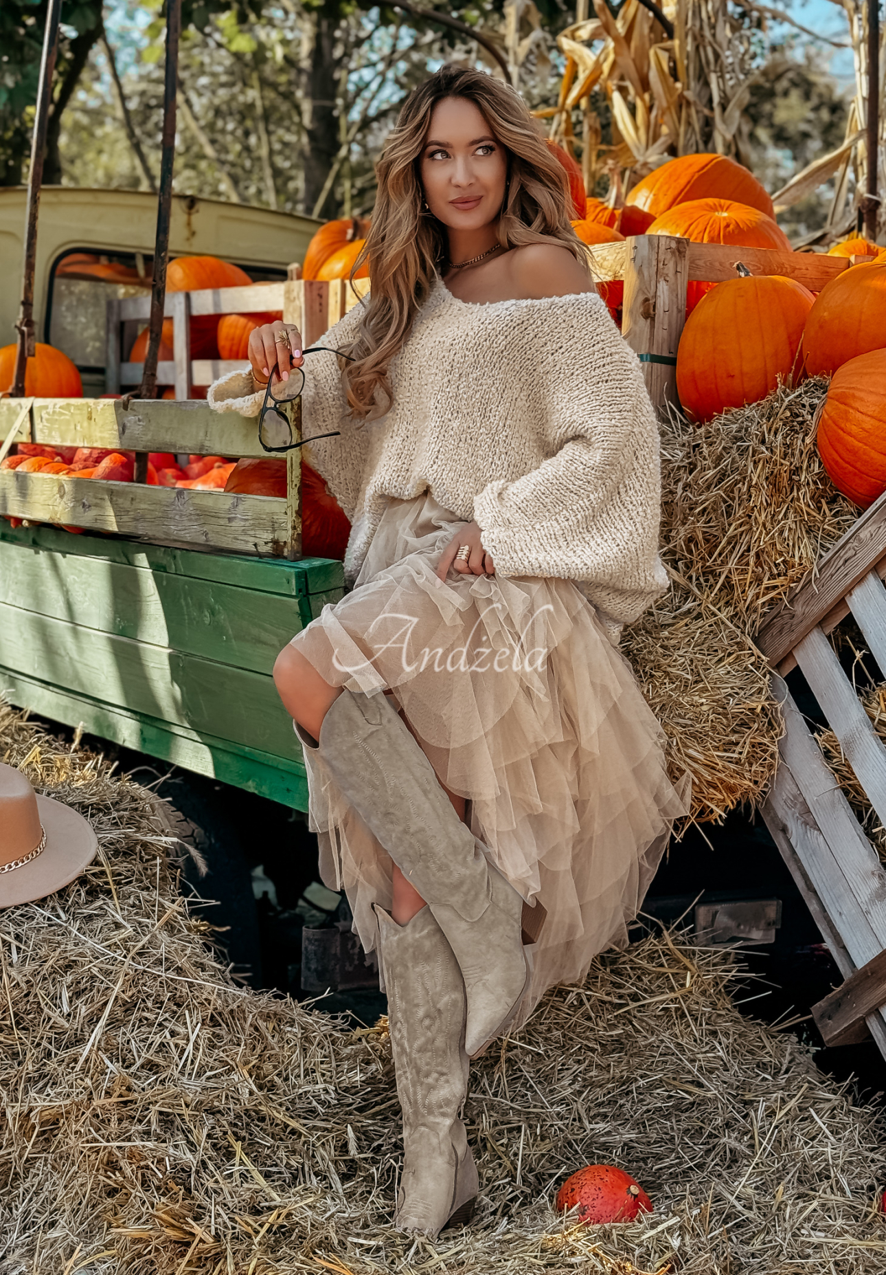 Tulle skirt with frills Millana beige