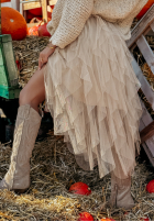 Tiulowa Skirt z falbankami Millana in camel