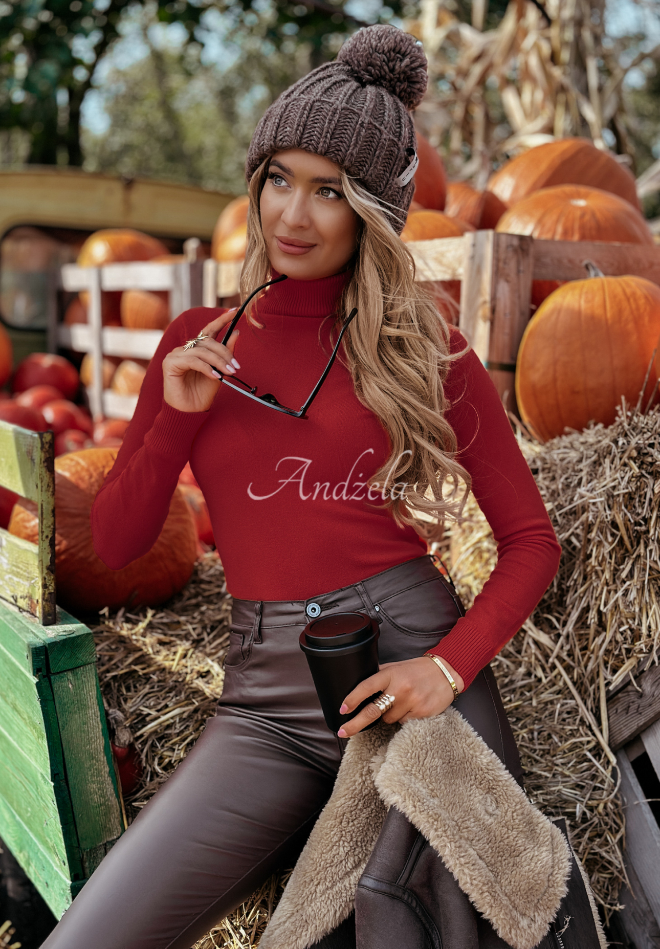 Fitted turtleneck sweater Solange burgundy