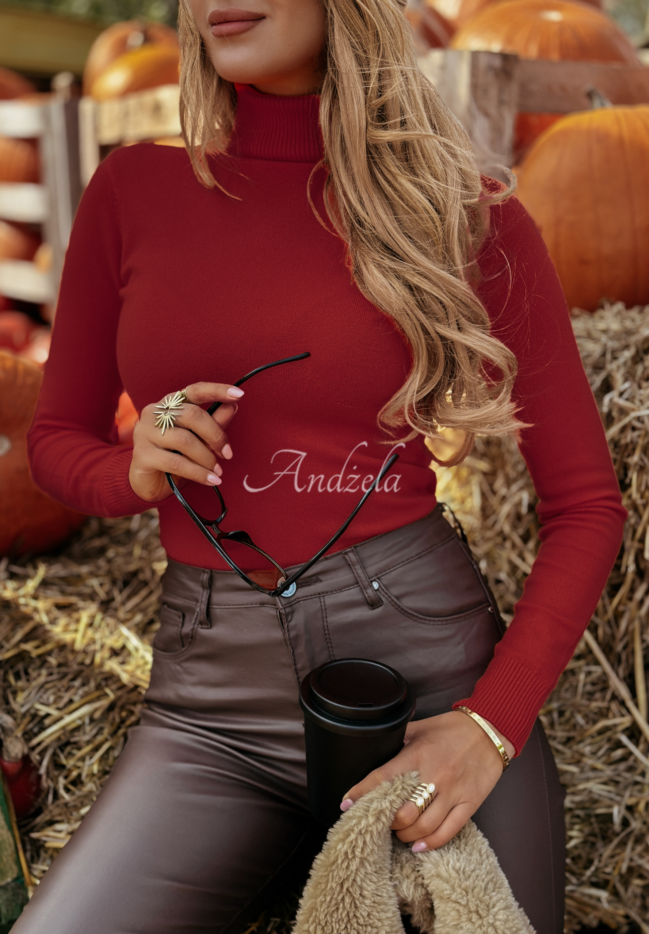 Fitted turtleneck sweater Solange burgundy