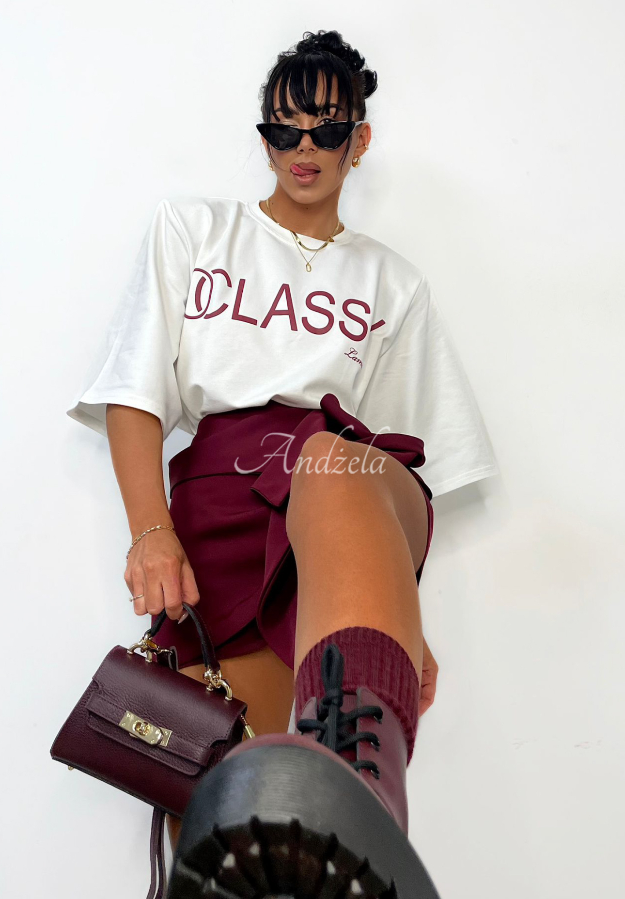 La Milla Minding Mine burgundy ruffle skirt-shorts