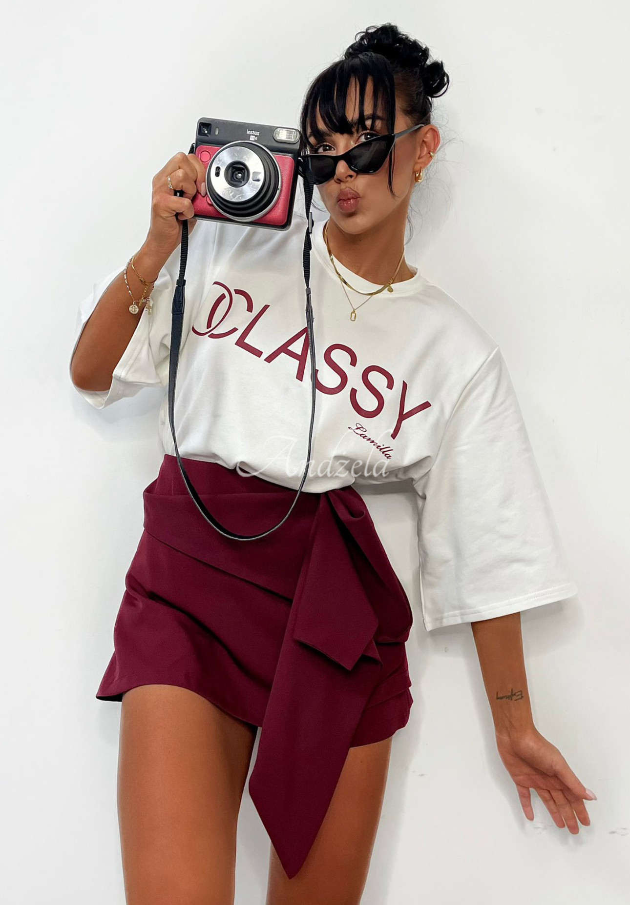 La Milla Minding Mine burgundy ruffle skirt-shorts