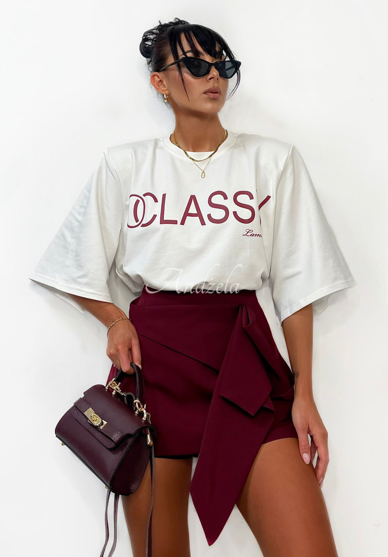 La Milla Minding Mine burgundy ruffle skirt-shorts