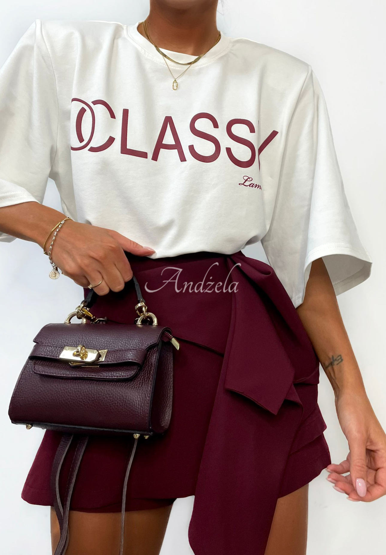 La Milla Minding Mine burgundy ruffle skirt-shorts
