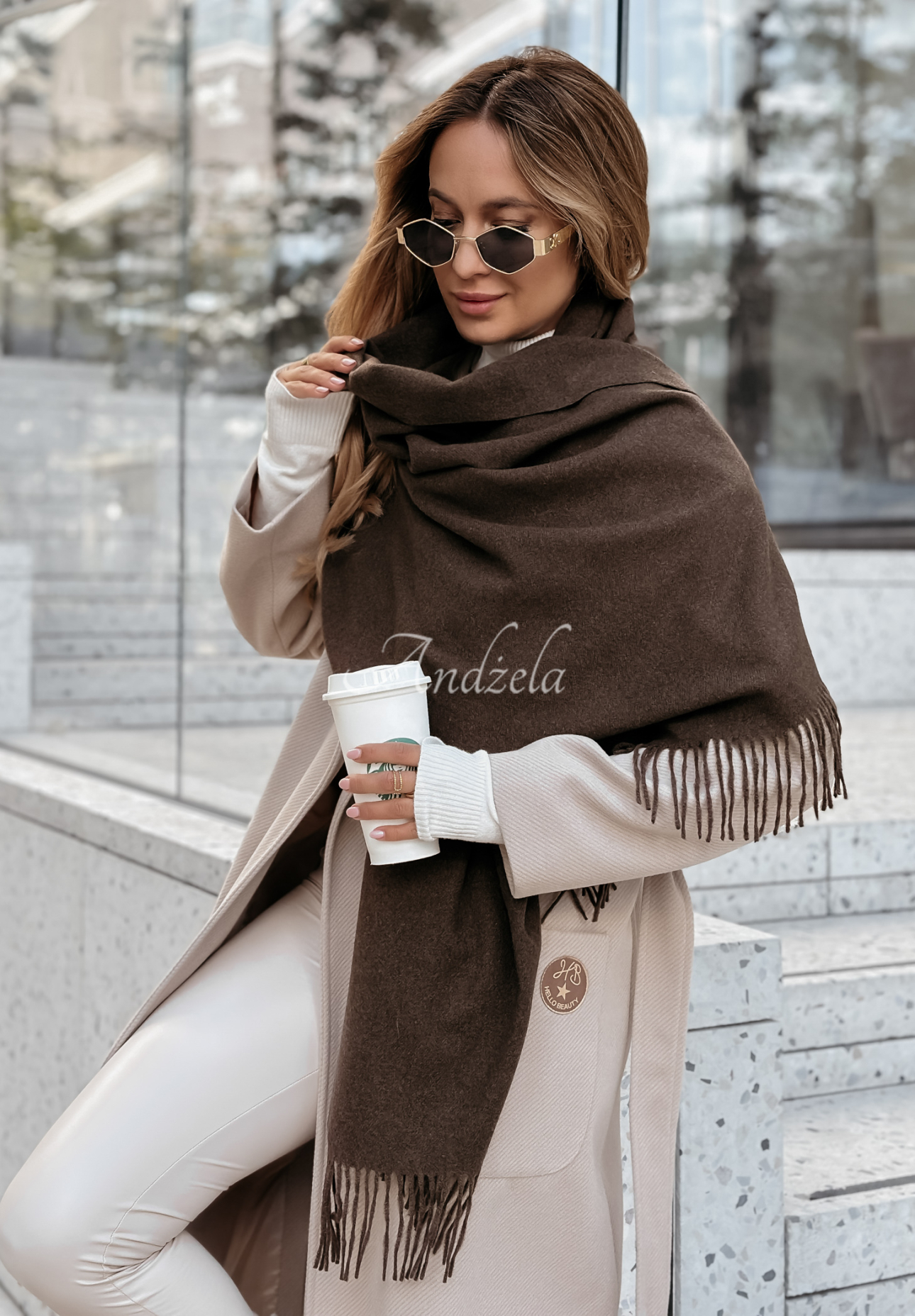 Closer To Heaven chocolate fringed scarf