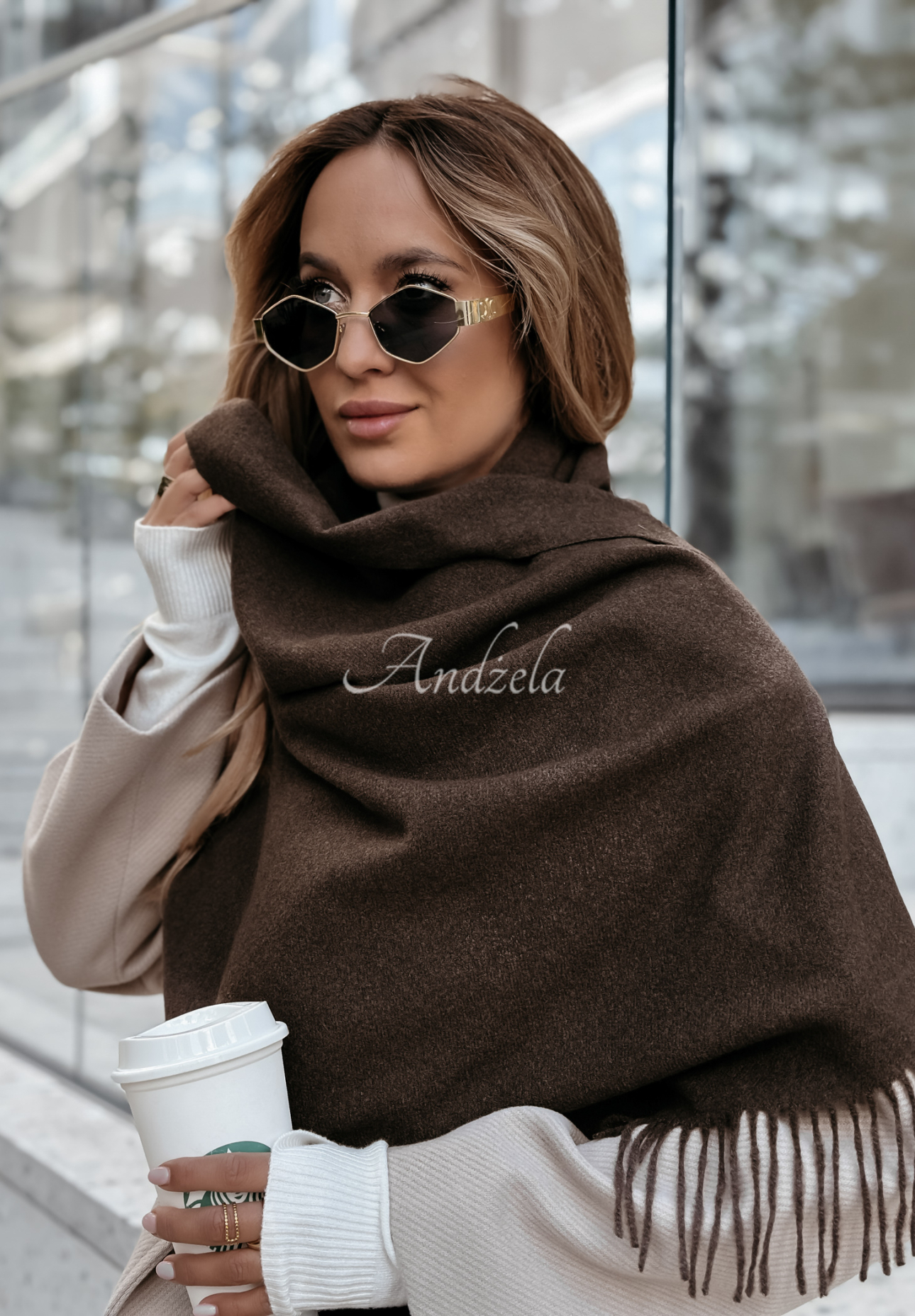 Closer To Heaven chocolate fringed scarf