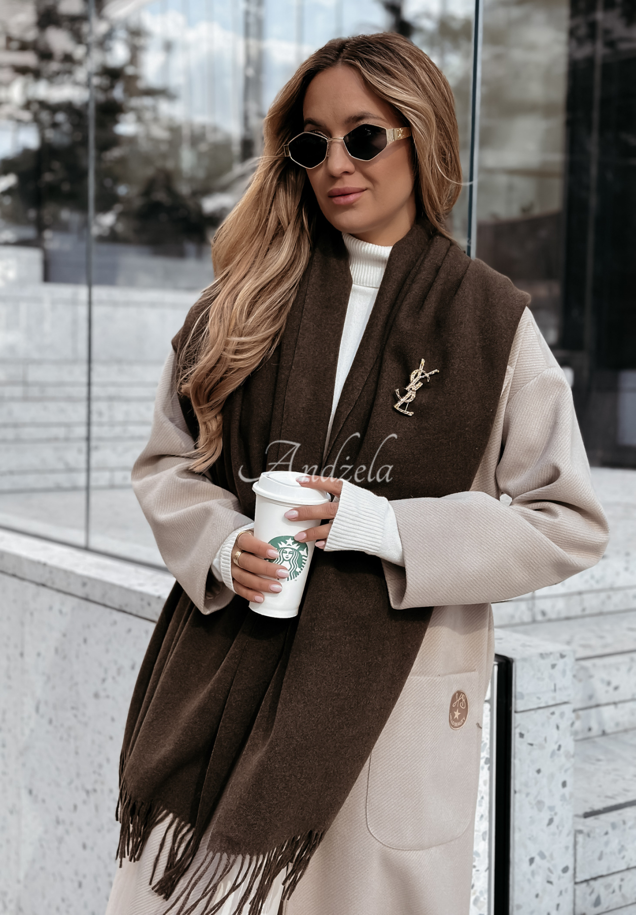 Closer To Heaven chocolate fringed scarf