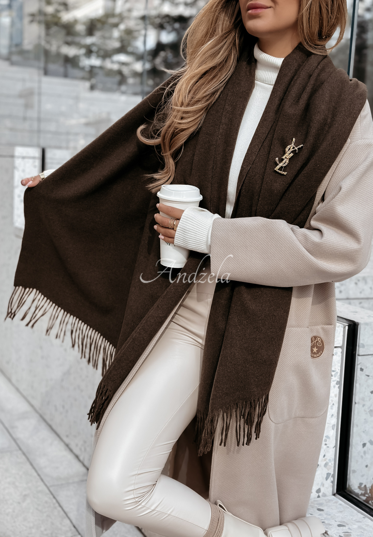 Closer To Heaven chocolate fringed scarf