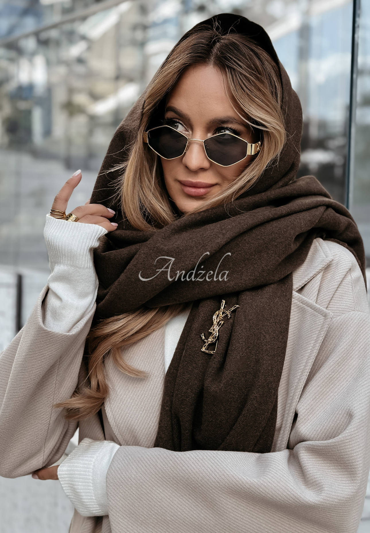 Closer To Heaven chocolate fringed scarf