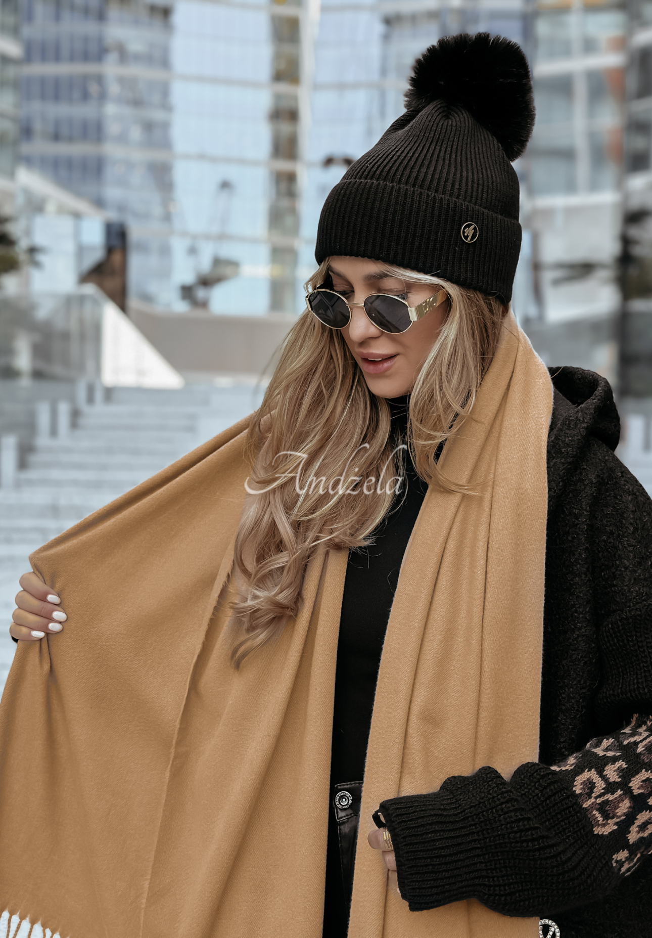 Closer To Heaven fringed camel scarf