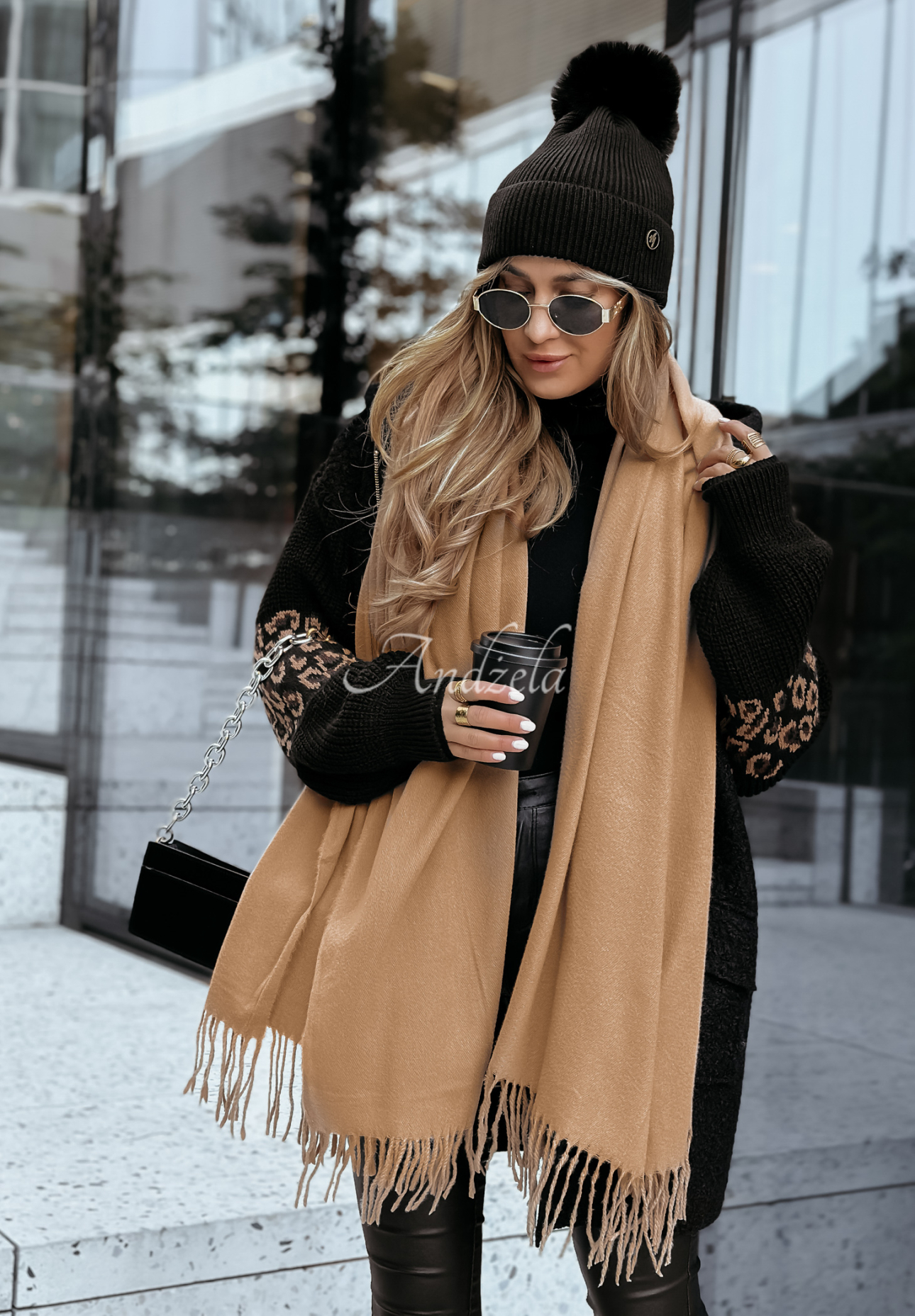 Closer To Heaven fringed camel scarf