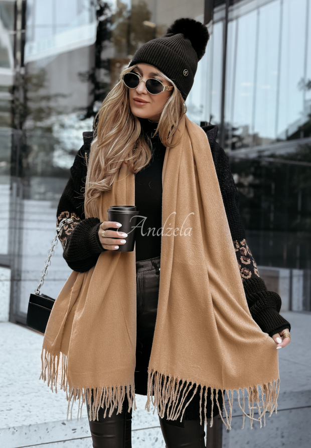 Closer To Heaven fringed camel scarf