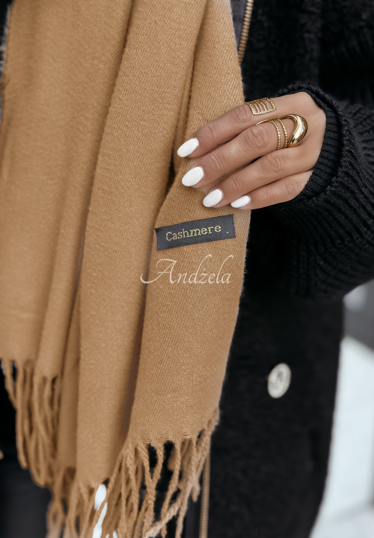 Closer To Heaven fringed camel scarf