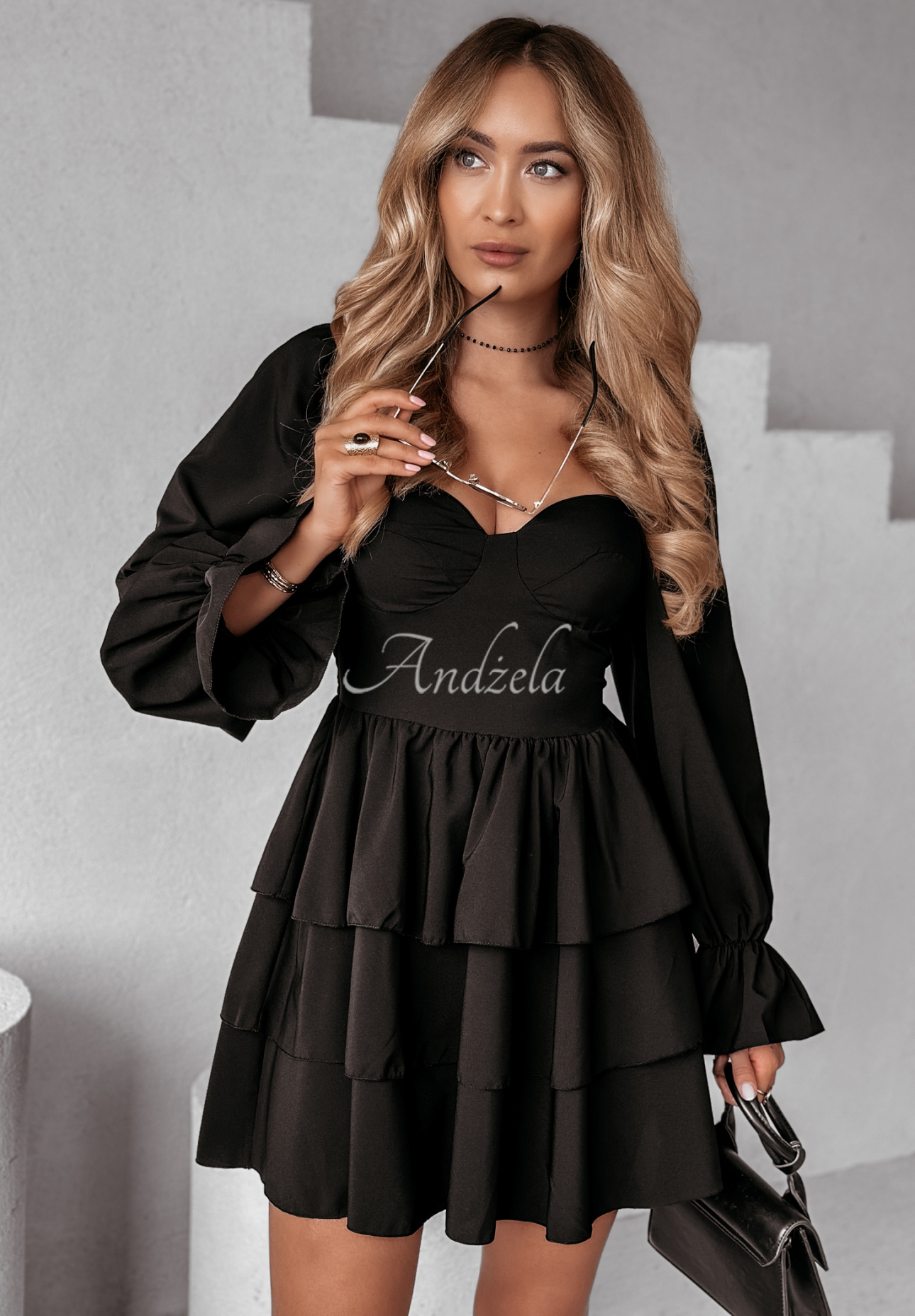 Her Secret mini dress with frills black
