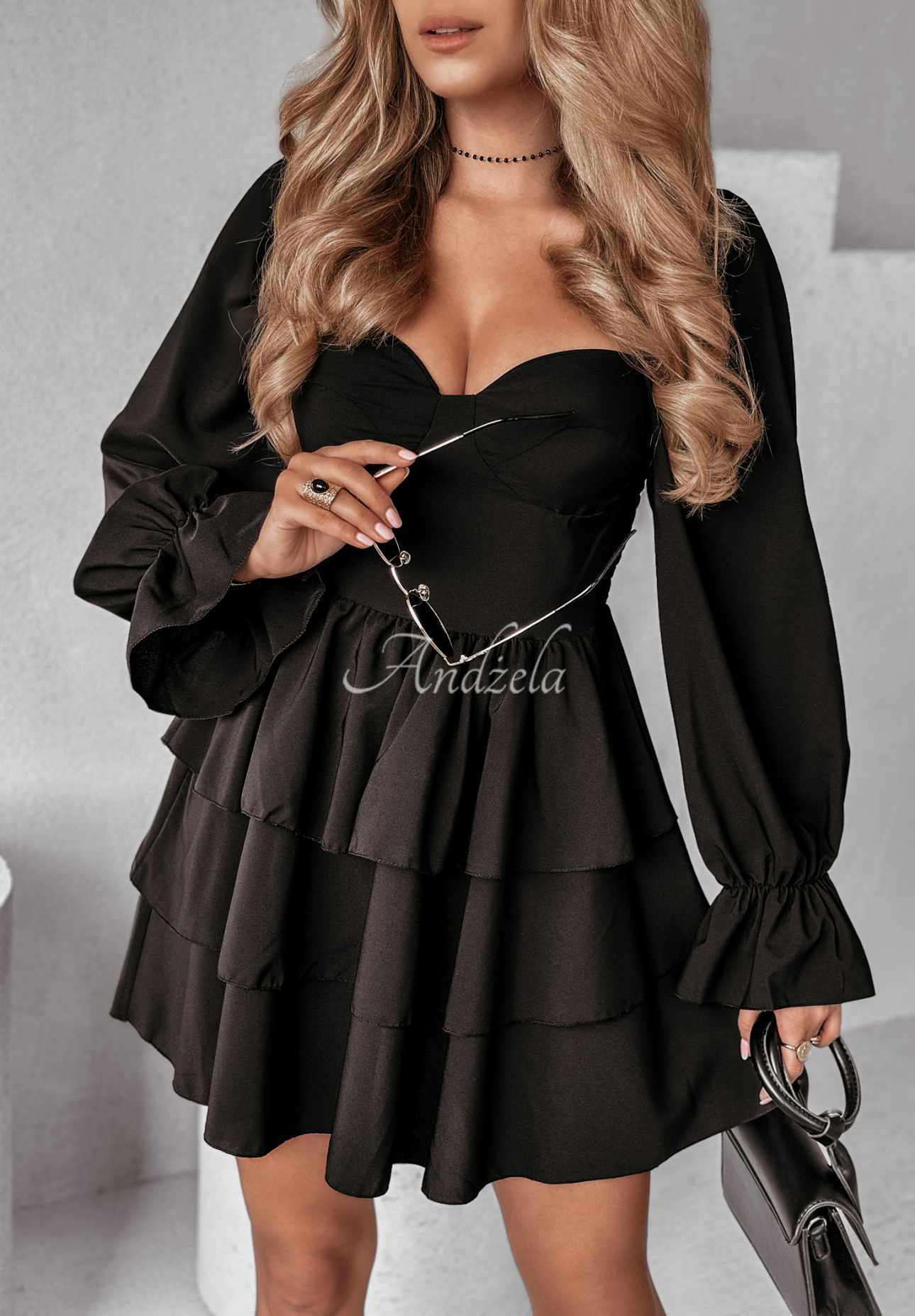 Her Secret mini dress with frills black