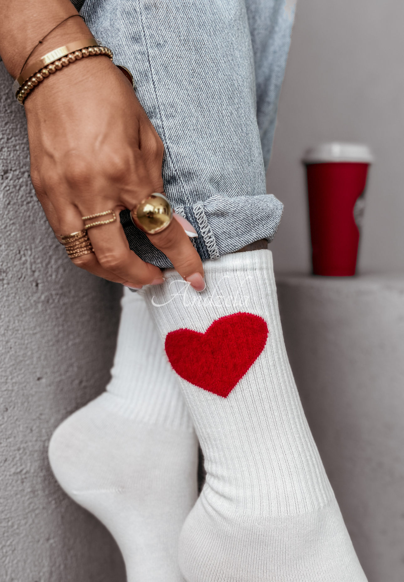 Lonely Heart socks white