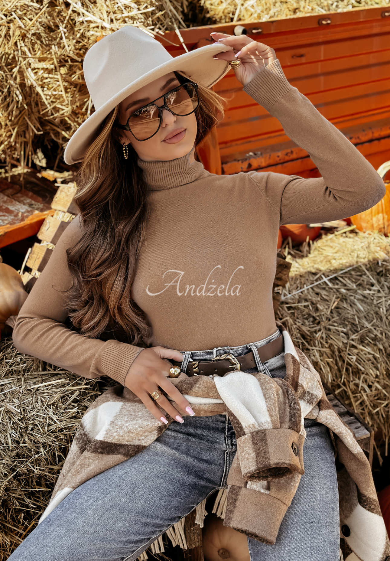 Fitted turtleneck sweater Solange camel