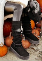 Dzianinowe ocieplacze na nogi Crisp Winter in black