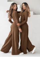 Set prążkowana Blouse i Trousers wide leg Don’t Stop in chocolate
