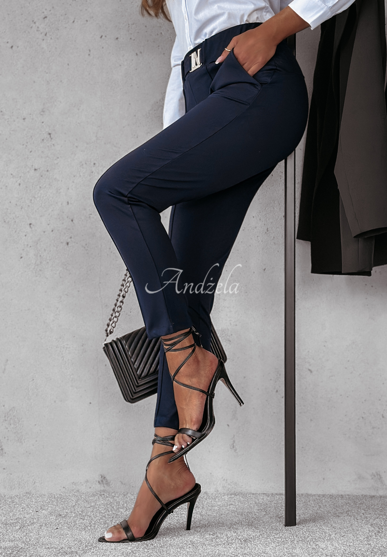 Every Day Count fabric pants navy blue