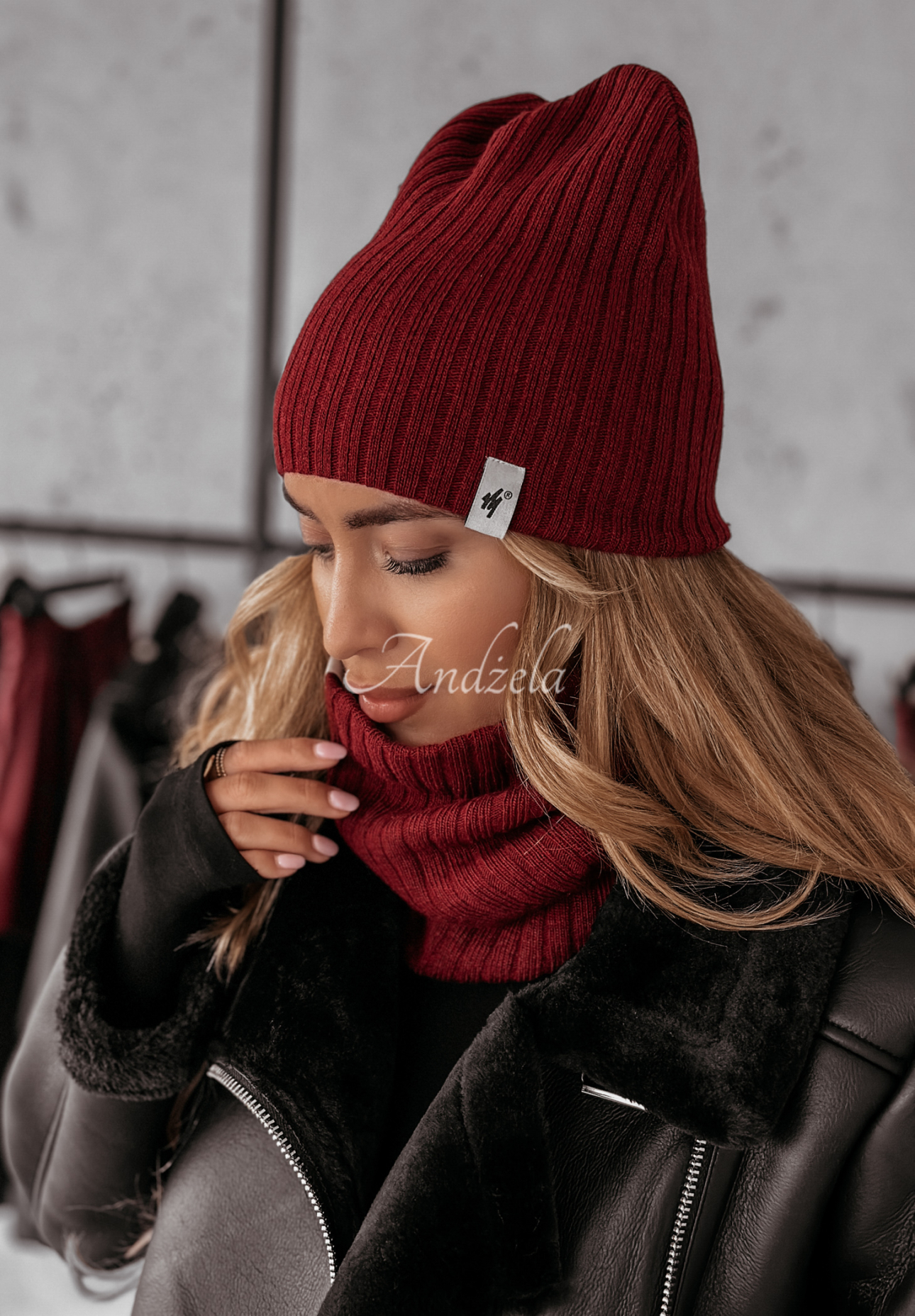 Striped cap Line burgundy