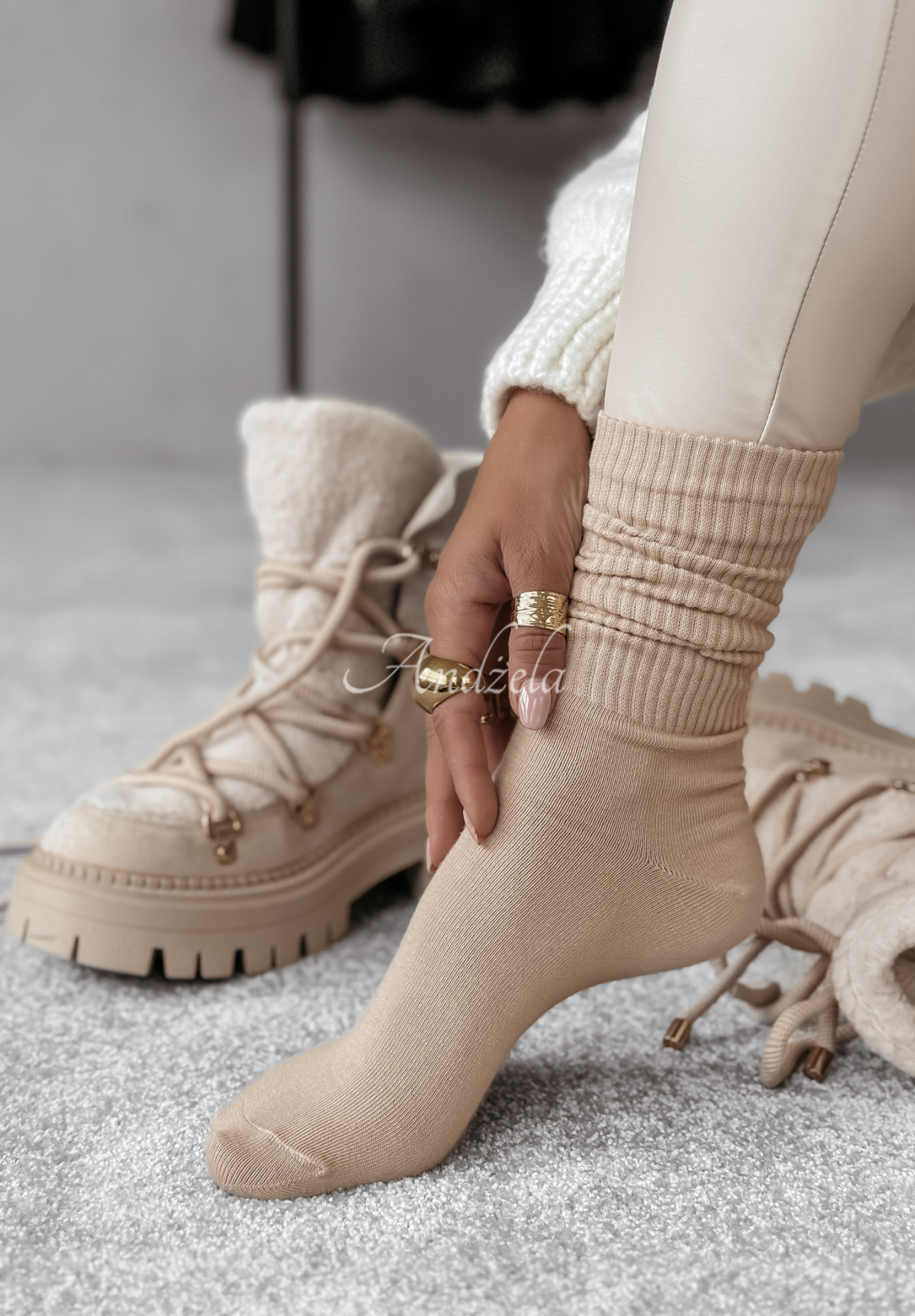Ribbed socks Homey Hues beige